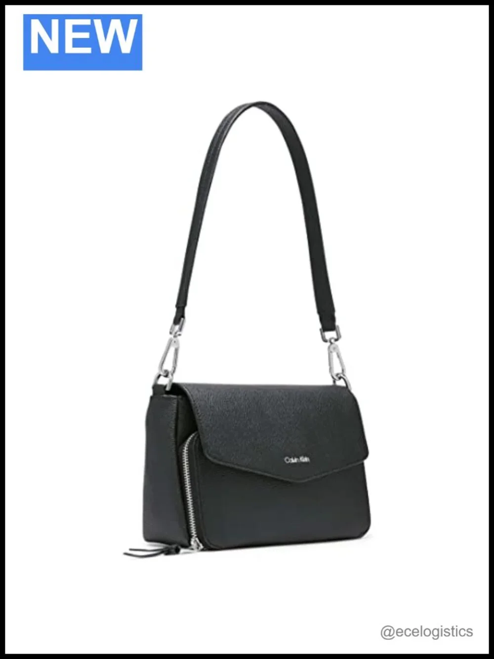 Calvin Klein Ava Novelty Demi Shoulder Bag - Textured PVC, Flap Closure, 2
